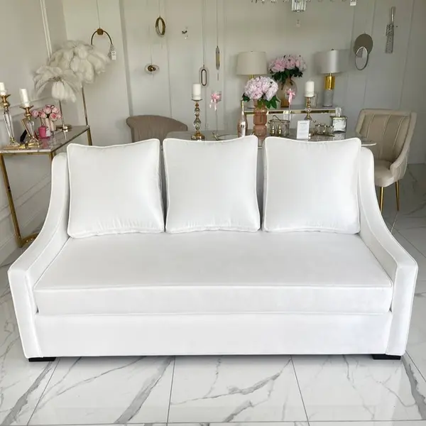 Aksamitna sofa 3 osobowa z funkcją spania, kanapa w stylu nowojorskim MANHATTAN