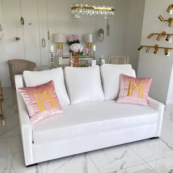 Aksamitna sofa 3 osobowa z funkcją spania, kanapa w stylu nowojorskim MANHATTAN