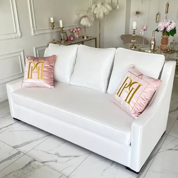 Aksamitna sofa 3 osobowa z funkcją spania, kanapa w stylu nowojorskim MANHATTAN