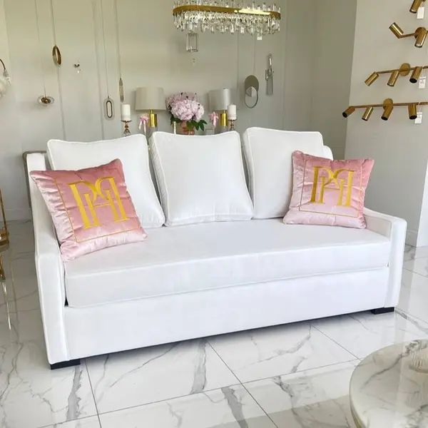 Aksamitna sofa 3 osobowa z funkcją spania, kanapa w stylu nowojorskim MANHATTAN