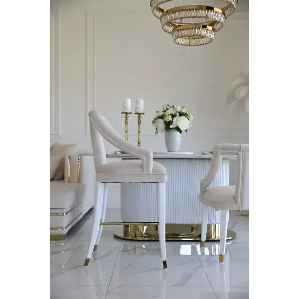 Luxurious dining stool glamour, beige, white PALACE