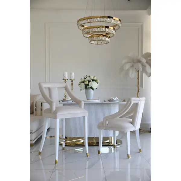Luxurious dining stool glamour, beige, white PALACE