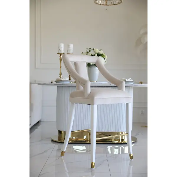 Luxurious dining stool glamour, beige, white PALACE