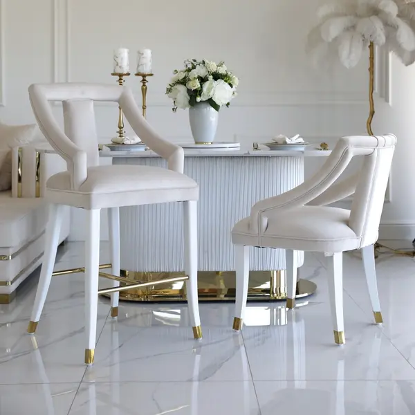 Luxurious dining stool glamour, beige, white PALACE