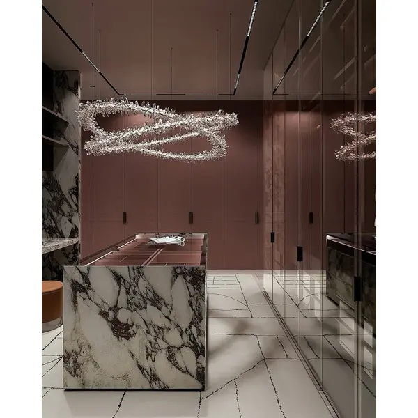 BRINA XL glamor crystal chandelier, gold, designer, exclusive in a modern style, two-story round hanging lamp