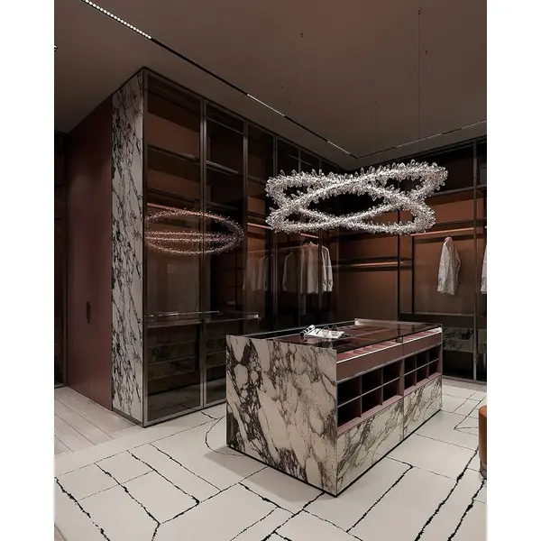 BRINA XL glamor crystal chandelier, gold, designer, exclusive in a modern style, two-story round hanging lamp