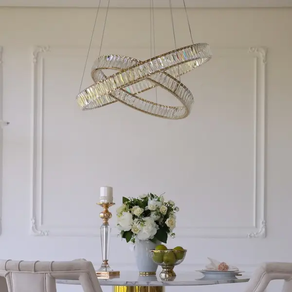 Crystal chandelier CRYSTAL L gold, glamour, exclusive, modern two-level ring