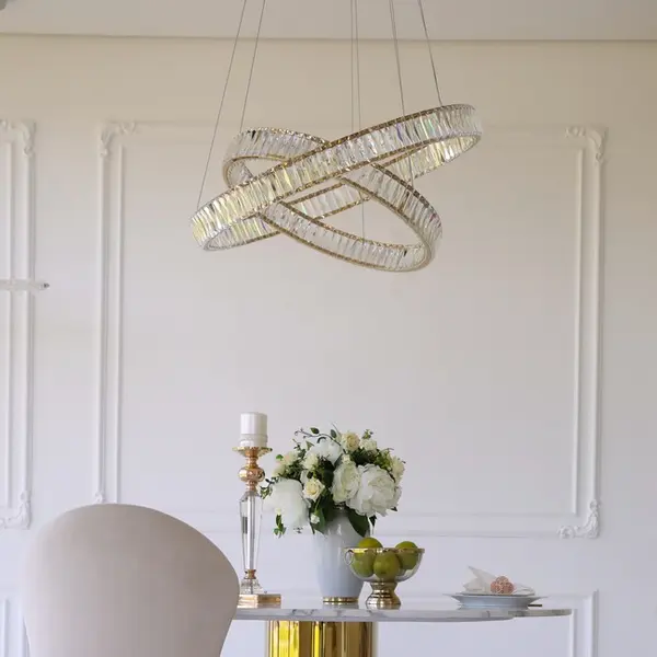 Crystal chandelier CRYSTAL L gold, glamour, exclusive, modern two-level ring