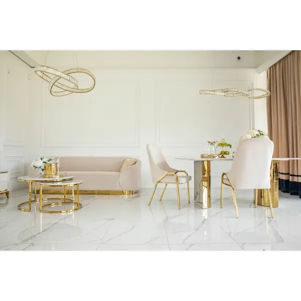 Glamorous sofa exclusive for living room, beige gold FLORENCE