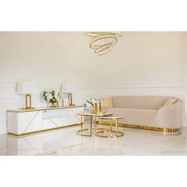 Glamorous sofa exclusive for living room, beige gold FLORENCE