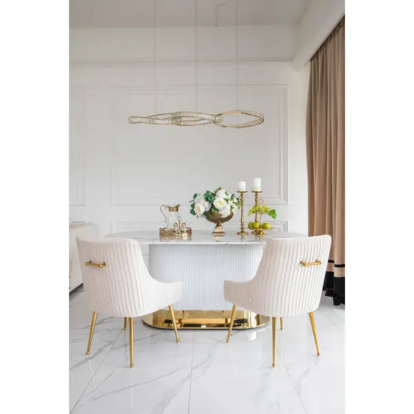 Stół złoty z marmurowym blatem, glamour do jadalni, nowoczesny, designerski ROYAL