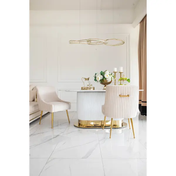 Stół złoty z marmurowym blatem, glamour do jadalni, nowoczesny, designerski ROYAL