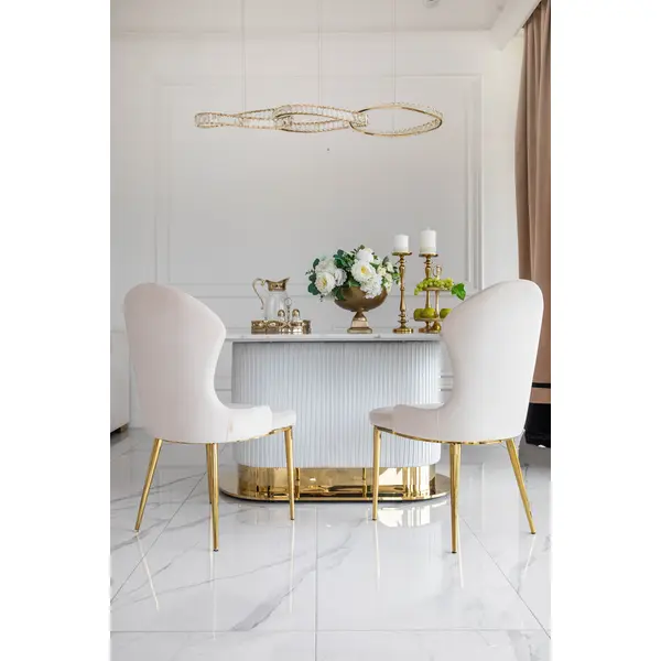 Stół złoty z marmurowym blatem, glamour do jadalni, nowoczesny, designerski ROYAL