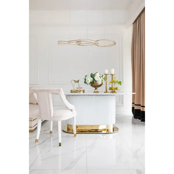 Stół złoty z marmurowym blatem, glamour do jadalni, nowoczesny, designerski ROYAL