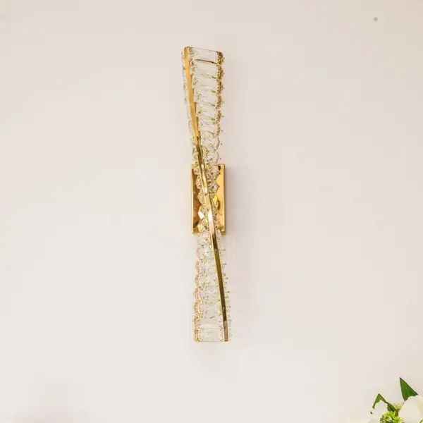 Kinkiet kryształowy złoty nowoczesny, designerska lampa ścienna glamour CRYSTAL