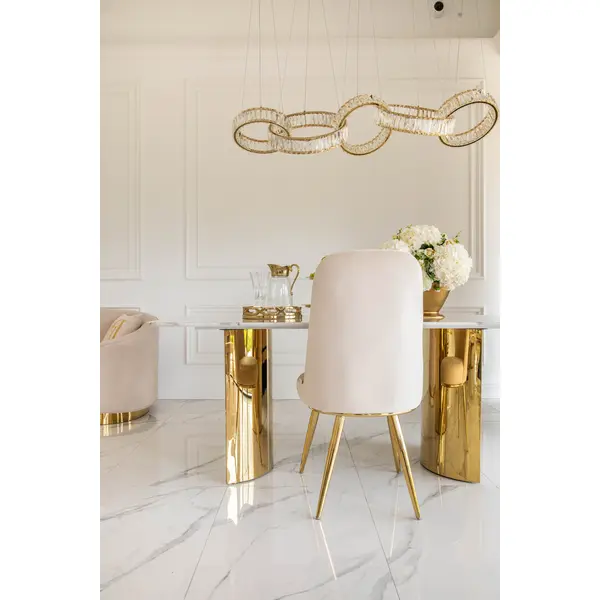 Glamor chair, modern, upholstered, designer, for the dining room, for the dressing table, beige gold SAVOY