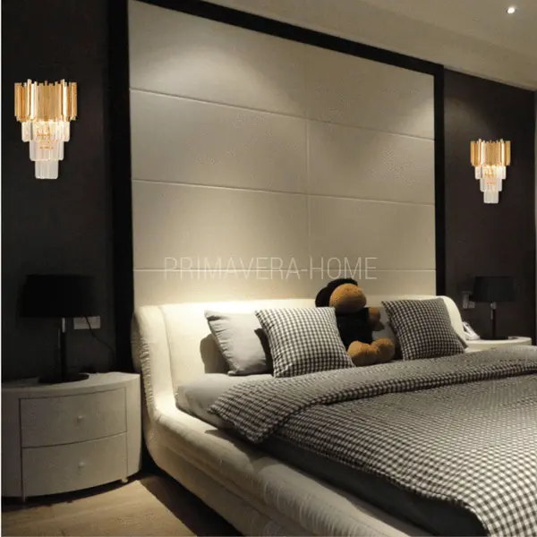 Kryształowy złoty kinkiet luksusowa lampa ścienna EMPIRE TITANIUM GOLD