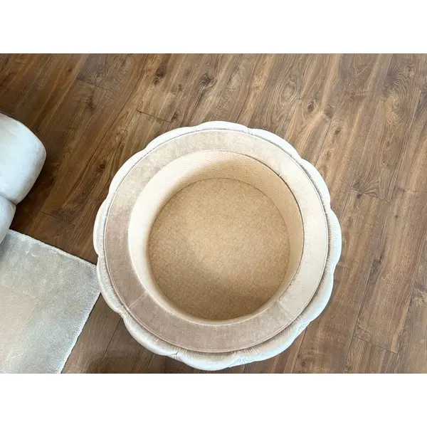 Otwierana okrągła pufa tapicerowana glamour luksusowe siedzisko tapicerowane PAULA