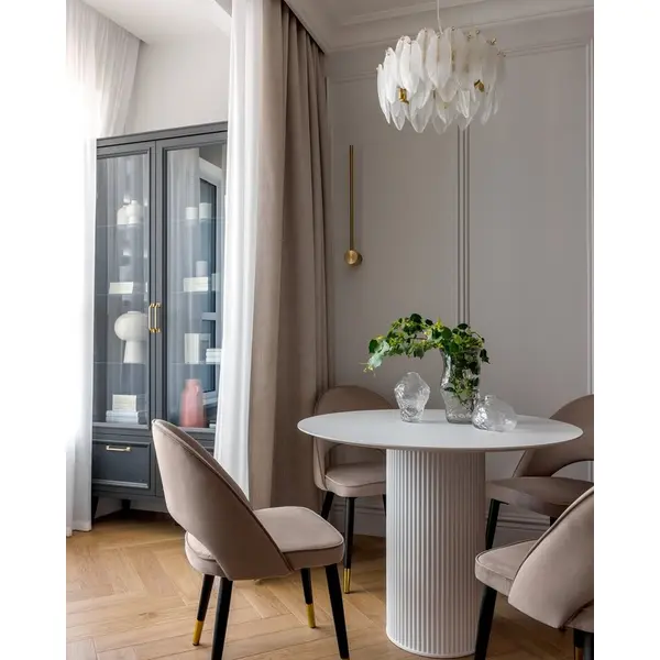 Stół glamour, do jadalni, art deco, drewniany, lakierowany, designerski, biały OVALE 110 cm