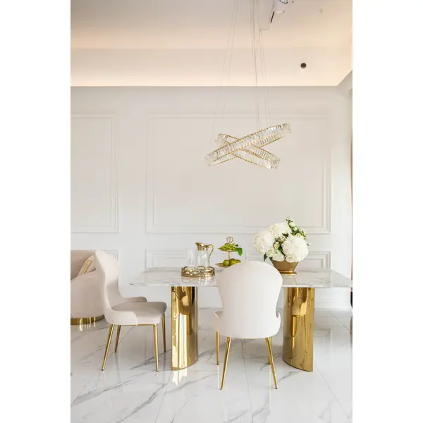 Stół glamour złoty marmur z blatem marmurowym, ekskluzywny do jadalni, nowoczesny,  MILANO