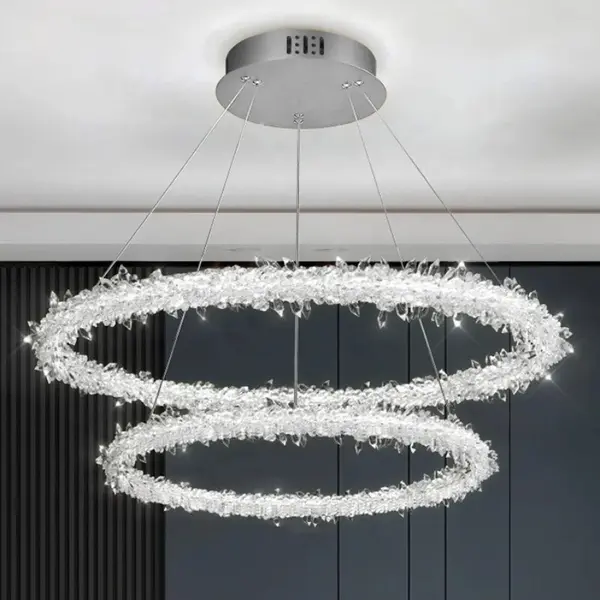 Żyrandol nowoczesny kryształowy glamour srebrny  ICE M