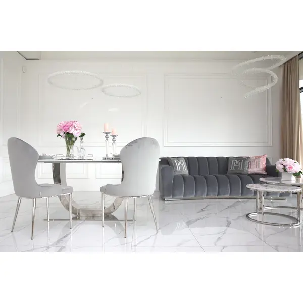 Glamor crystal round chandelier, silver ICE