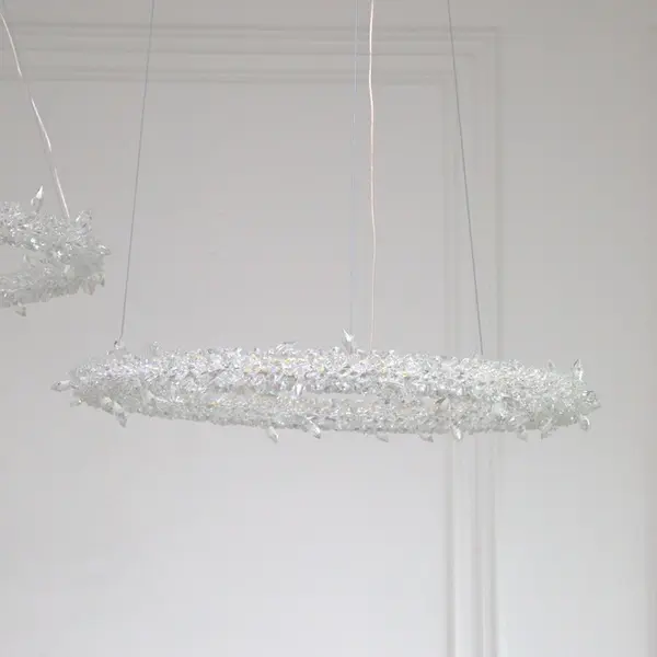 Glamor crystal round chandelier, silver ICE