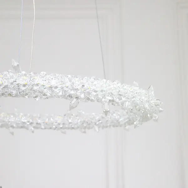 Glamor crystal round chandelier, silver ICE