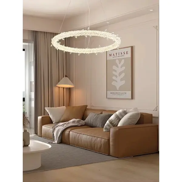 Glamor crystal round chandelier, silver ICE