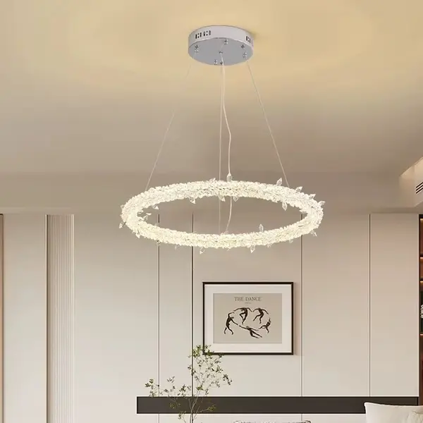 Glamor crystal round chandelier, silver ICE