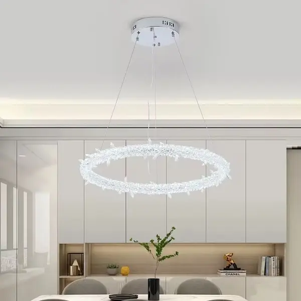 Glamor crystal round chandelier, silver ICE