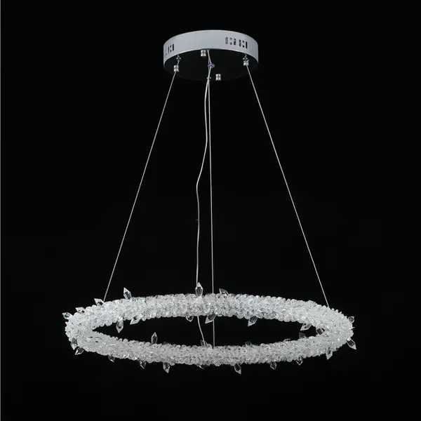 Glamor crystal round chandelier, silver ICE