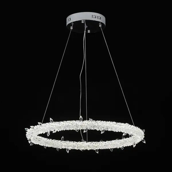 Glamor crystal round chandelier, silver ICE