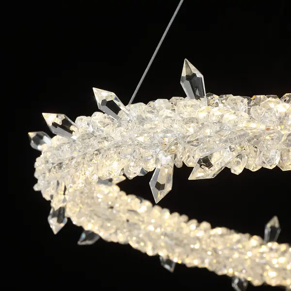 Glamor crystal round chandelier, silver ICE