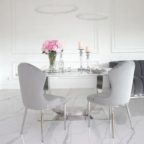 Glamor crystal round chandelier, silver ICE