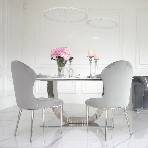Glamor crystal round chandelier, silver ICE