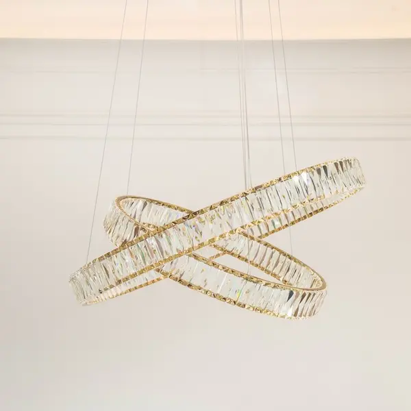 Crystal chandelier CRYSTAL L gold, glamour, exclusive, modern two-level ring