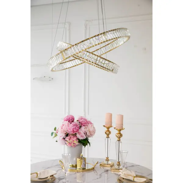 Crystal chandelier CRYSTAL L gold, glamour, exclusive, modern two-level ring