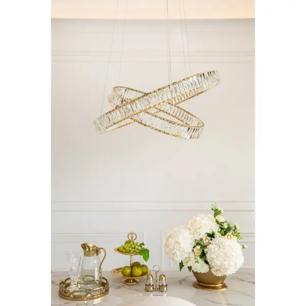 Crystal chandelier CRYSTAL L gold, glamour, exclusive, modern two-level ring