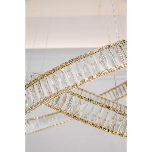 Crystal chandelier CRYSTAL L gold, glamour, exclusive, modern two-level ring