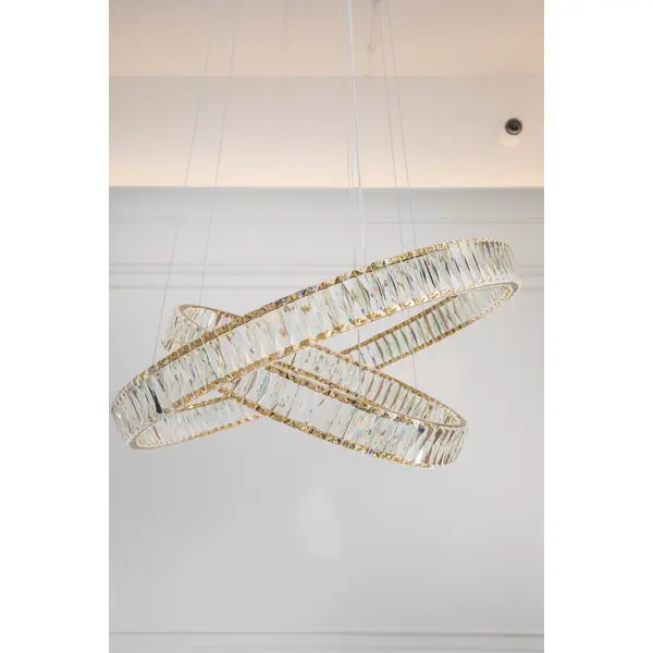 Crystal chandelier CRYSTAL L gold, glamour, exclusive, modern two-level ring