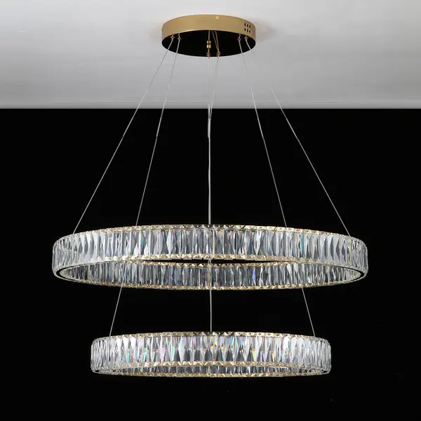 Crystal chandelier CRYSTAL L gold, glamour, exclusive, modern two-level ring