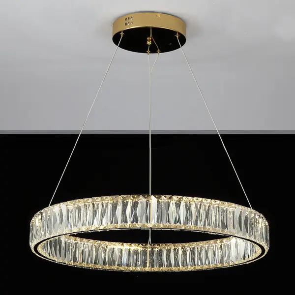 Żyrandol kryształowy CRYSTAL złoty, glamour, ekskluzywny, nowoczesny ring