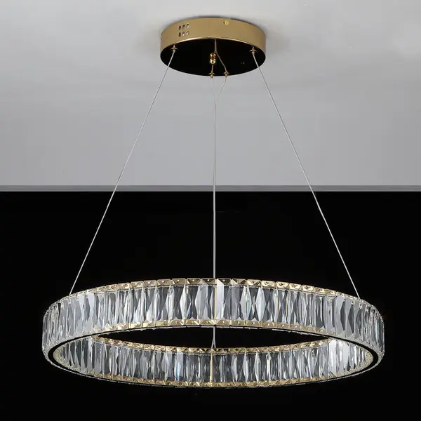 Żyrandol kryształowy CRYSTAL złoty, glamour, ekskluzywny, nowoczesny ring