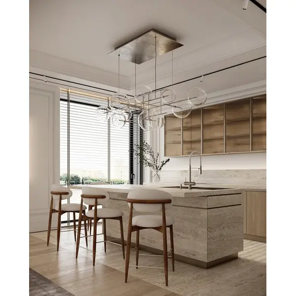 Hoker designerski drewniany nowoczesny do wyspy minimalistyczne krzesło barowe OLIVIA