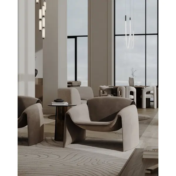 Designerski skórzany fotel nowoczesny jasny beżowy SPIDER