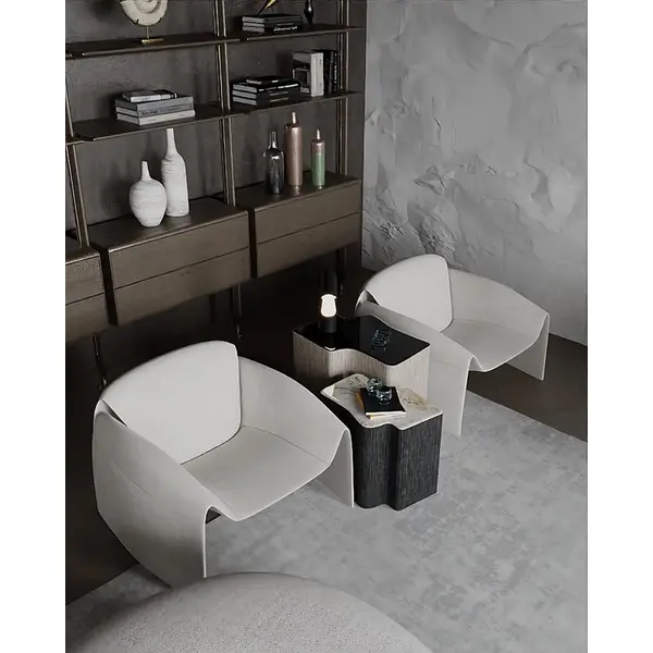 Designerski skórzany fotel nowoczesny jasny beżowy SPIDER