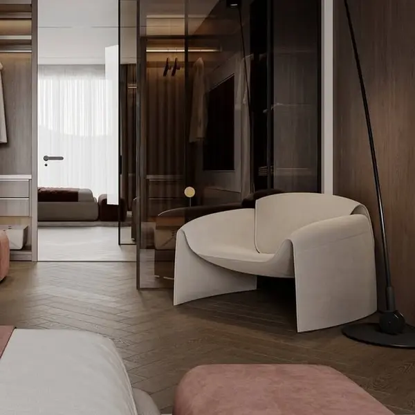 Designerski skórzany fotel nowoczesny jasny beżowy SPIDER