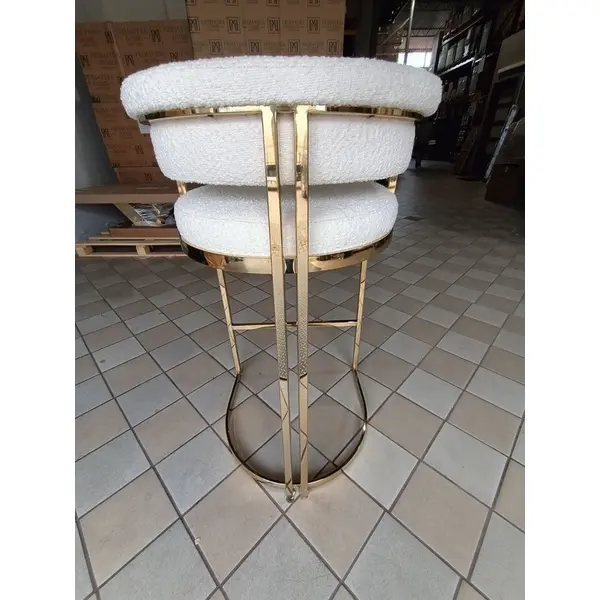 Glamor bar stool, gold, boucle, modern upholstered for dining room, bar, MARCO island OUTLET