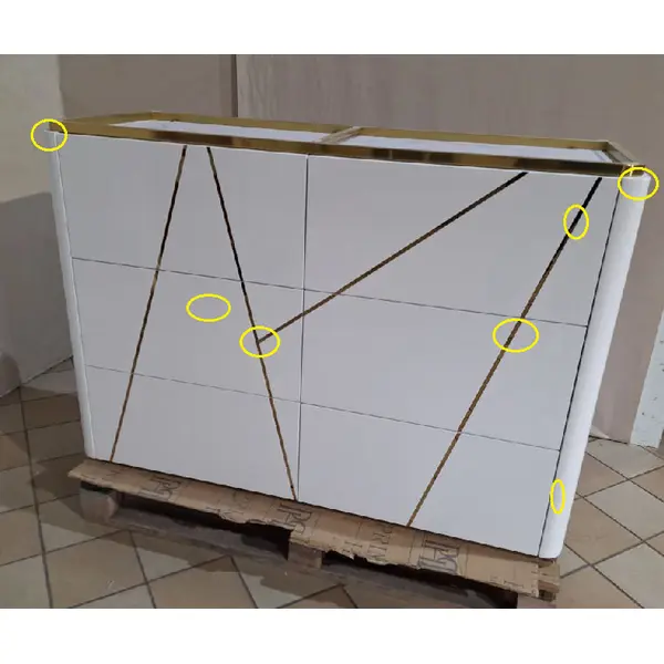 Komoda glamour lakierowana, nowoczesna, designerska, biała złota AVENUE 120cm OUTLET